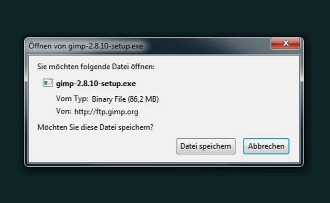 GIMP Download - Datei speichern